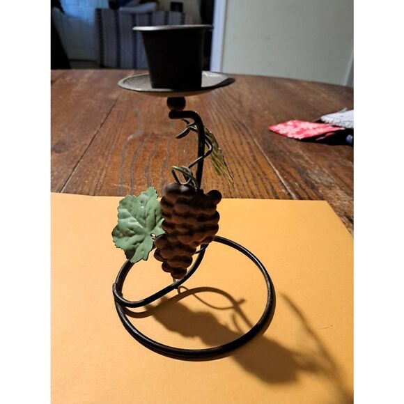 Grapevine Metal Taper Candle Holders Set of 2 Rustic Farmhouse Vineyard Winery - Picture 6 of 8
